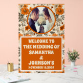 素朴秋秋の花フォトフォ結婚トウェルカム アクリルサイン (ウェディング)