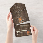 素朴秋秋トラックのストリングライト結婚ズ オールインワン招待状 (貼ってはがせる)