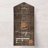 素朴秋秋トラックのストリングライト結婚ズ オールインワン招待状 (内側)