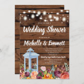 素朴秋秋フローラランタンウェディングシャワー 招待状 (正面/裏面)