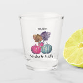 素朴秋秋ブルーピンクパンプキンス結婚ズ ショットグラス (正面)