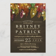 素朴秋紅葉結婚式招待状