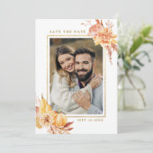 素朴秋結婚フローラの金ゴールドフレーム写真 セーブザデート (スタンド正面)