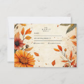 素朴秋結婚花 出欠カード (正面)
