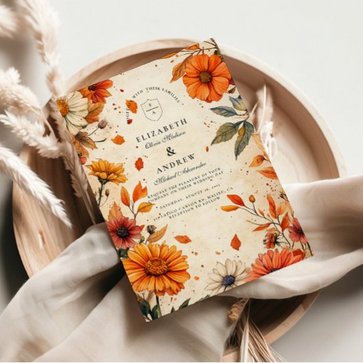 素朴秋結婚花 招待状