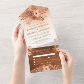 素朴秋自然フローラ燃えたオレン結婚ジュ オールインワン招待状 (貼ってはがせる)