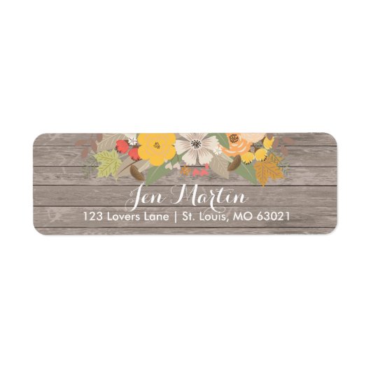 素朴秋花ブライダルシャワー ラベル (正面)