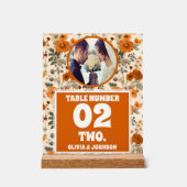 素朴秋花写真結婚のテーブル番号 アクリルサイン (正面)