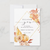素朴秋金ゴールドフローラパンプキ結婚ンの写真 サンキューカード (正面)