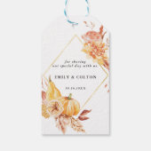 素朴秋金ゴールドフローラパンプキ結婚ンの感謝 ギフトタグ (裏面)