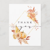 素朴秋金ゴールド結婚フローラありがとう ポストカード (正面)