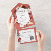 素朴秋錆フローラRust QRコード オールインワン招待状 (貼ってはがせる)