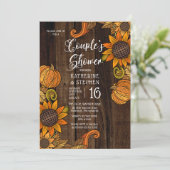 素朴秋 |秋のひまわりカップルのシャワー 招待状 (スタンド正面)
