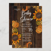 素朴秋 |秋のひまわり赤ちゃんシャワー 招待状 (正面/裏面)