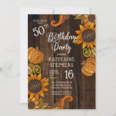 素朴秋 |秋のひまわり50th誕生日パーティー 招待状 (正面)