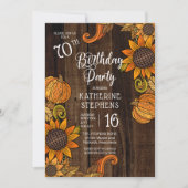 素朴秋 |秋のひまわり70th誕生日パーティー 招待状 (正面)