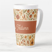 素朴秋vibe flowers – ハロー秋タイポグラフィ カフェラテマグ (右アングル)