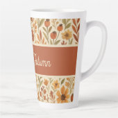 素朴秋vibe flowers – ハロー秋タイポグラフィ カフェラテマグ (右)