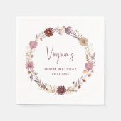 素朴秋WIldflowerフローラ100誕生日 スタンダードカクテルナプキン (正面)