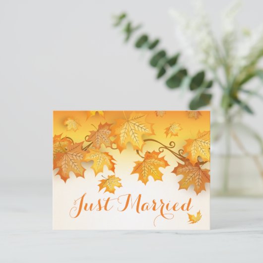 素朴紅葉たった今結婚しましたオ結婚レンジズ 案内ポストカード (スタンド正面)