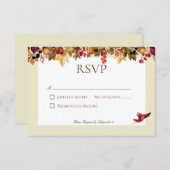 素朴紅葉サラウンド結婚の 出欠カード (正面/裏面)