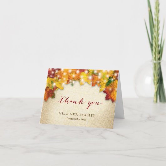 素朴紅葉ストリングライトバーラップありがとう サンキューカード (正面)