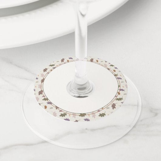 素朴紅葉パターン感謝祭 ワイングラスタグ (クローズアップ)