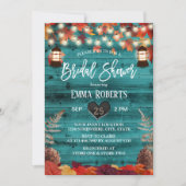素朴紅葉ランタンティール（緑がかった色）ブライダルシャワー 招待状 (正面)