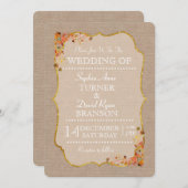 素朴紅葉リネンキャンバス結婚式招待状 招待状 (正面/裏面)
