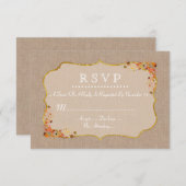 素朴紅葉リネンキャンバスRSVP 出欠カード (正面/裏面)