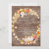 素朴紅葉リースブライダルシャワーティー 招待状 (正面)