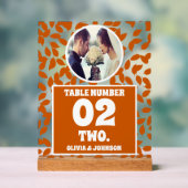 素朴紅葉写真結婚のテーブル番号 アクリルサイン (ニュートラル)