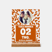 素朴紅葉写真結婚のテーブル番号 アクリルサイン (正面)