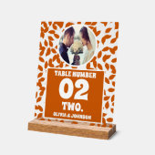 素朴紅葉写真結婚のテーブル番号 アクリルサイン (傾斜)