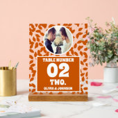 素朴紅葉写真結婚のテーブル番号 アクリルサイン (ウェディング)