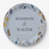 素朴紅葉秋の結婚式テーブル番号昼寝 ペーパープレート (正面)