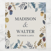 素朴紅葉秋の結婚式テーブル番号昼寝 ワインラベル (シングルラベル)