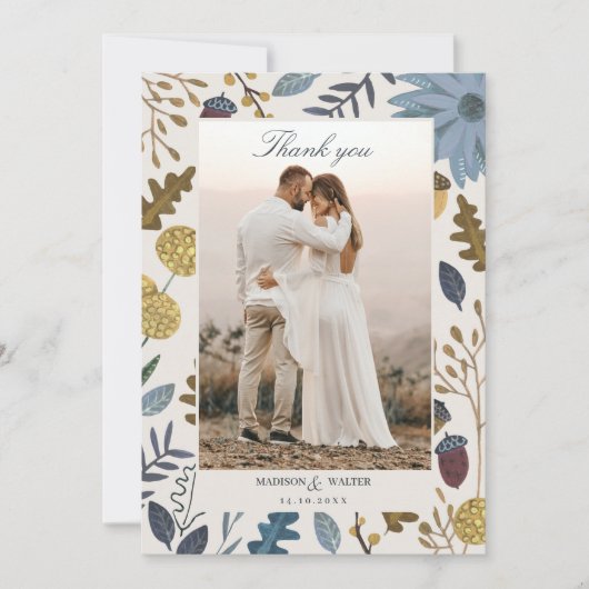 素朴紅葉秋の結婚式感謝していユー 招待状 (正面)