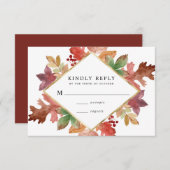 素朴紅葉秋の結婚式 出欠カード (正面/裏面)