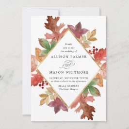 素朴紅葉秋の結婚式 招待状