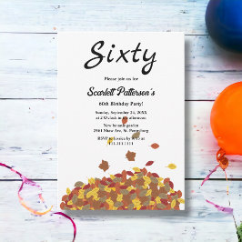素朴紅葉秋フローラ60誕生日 招待状