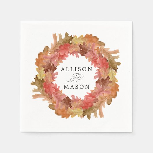 素朴紅葉秋結婚リース スタンダードカクテルナプキン (正面)