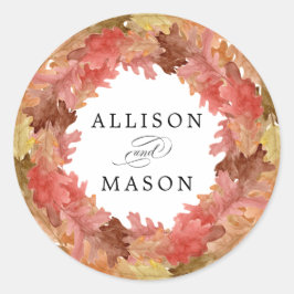 素朴紅葉秋結婚リース ラウンドシール