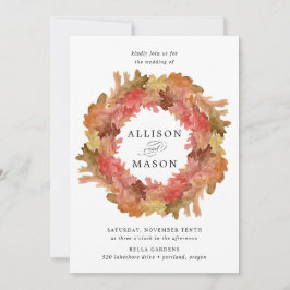 素朴紅葉秋結婚リース 招待状