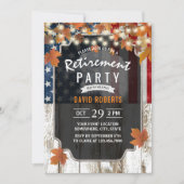 素朴紅葉米国国旗の軍隊退職 招待状 (正面)