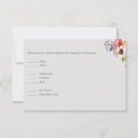 素朴紅葉結婚コレクション – 予算 出欠カード (裏面)