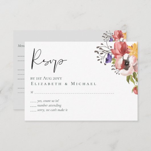 素朴紅葉結婚コレクション – 予算 出欠カード (正面/裏面)