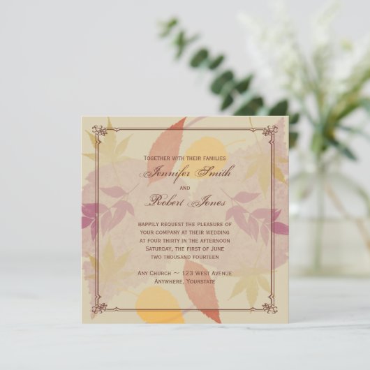 素朴紅葉結婚式招待状 招待状 (スタンド正面)