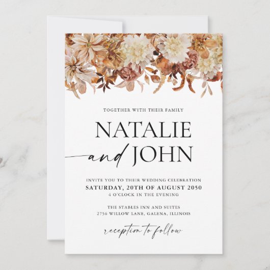 素朴紅葉結婚結婚式招待状 招待状 (正面)