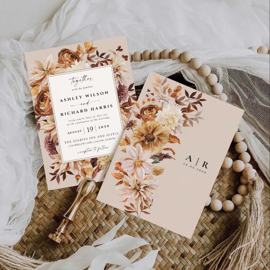 素朴紅葉結婚結婚式招待状 招待状